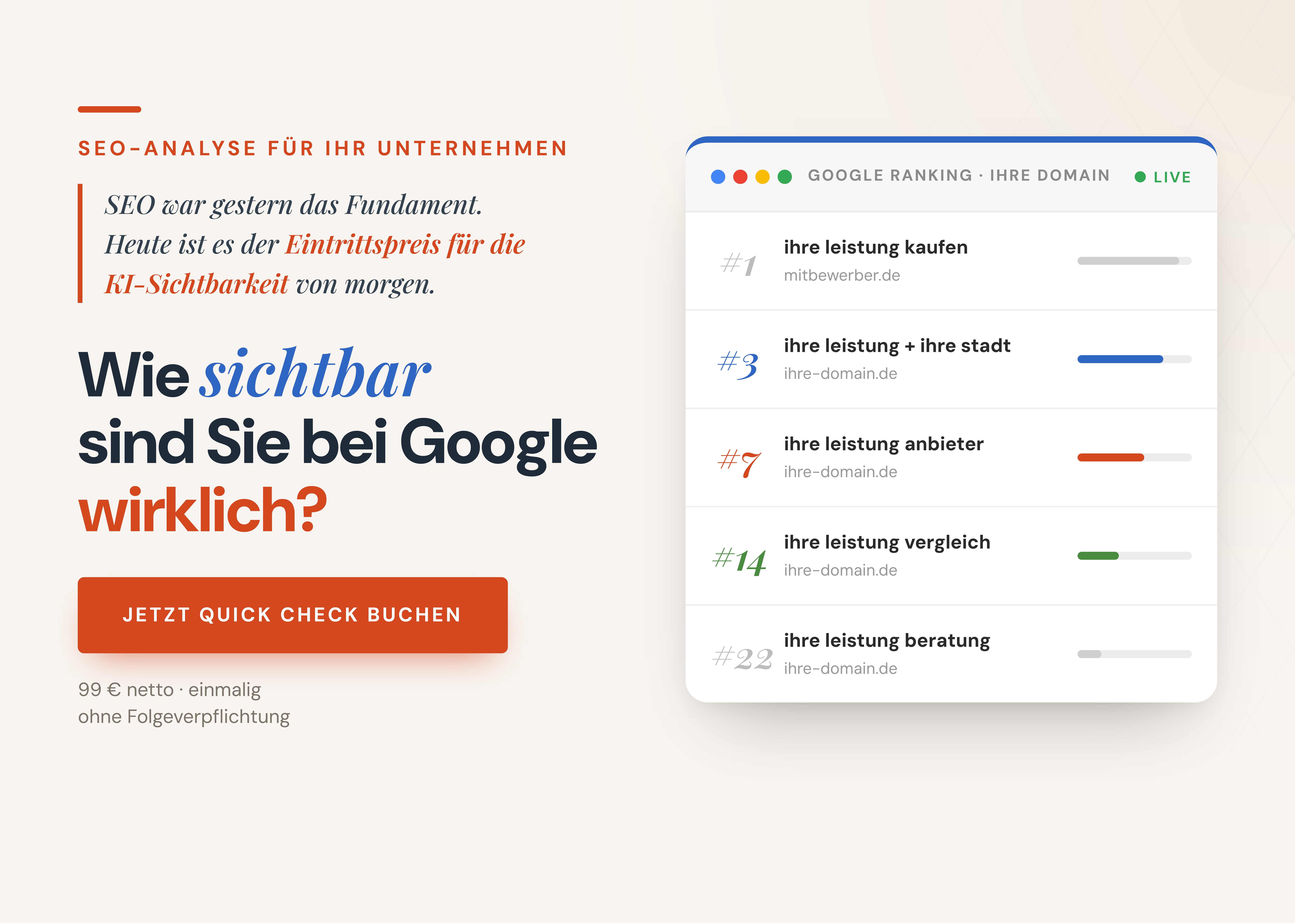 SEO Quick Check Postkarte